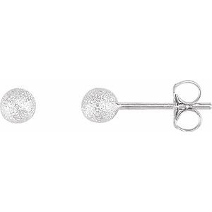Sterling Silver 4 mm Stardust Ball Earrings 