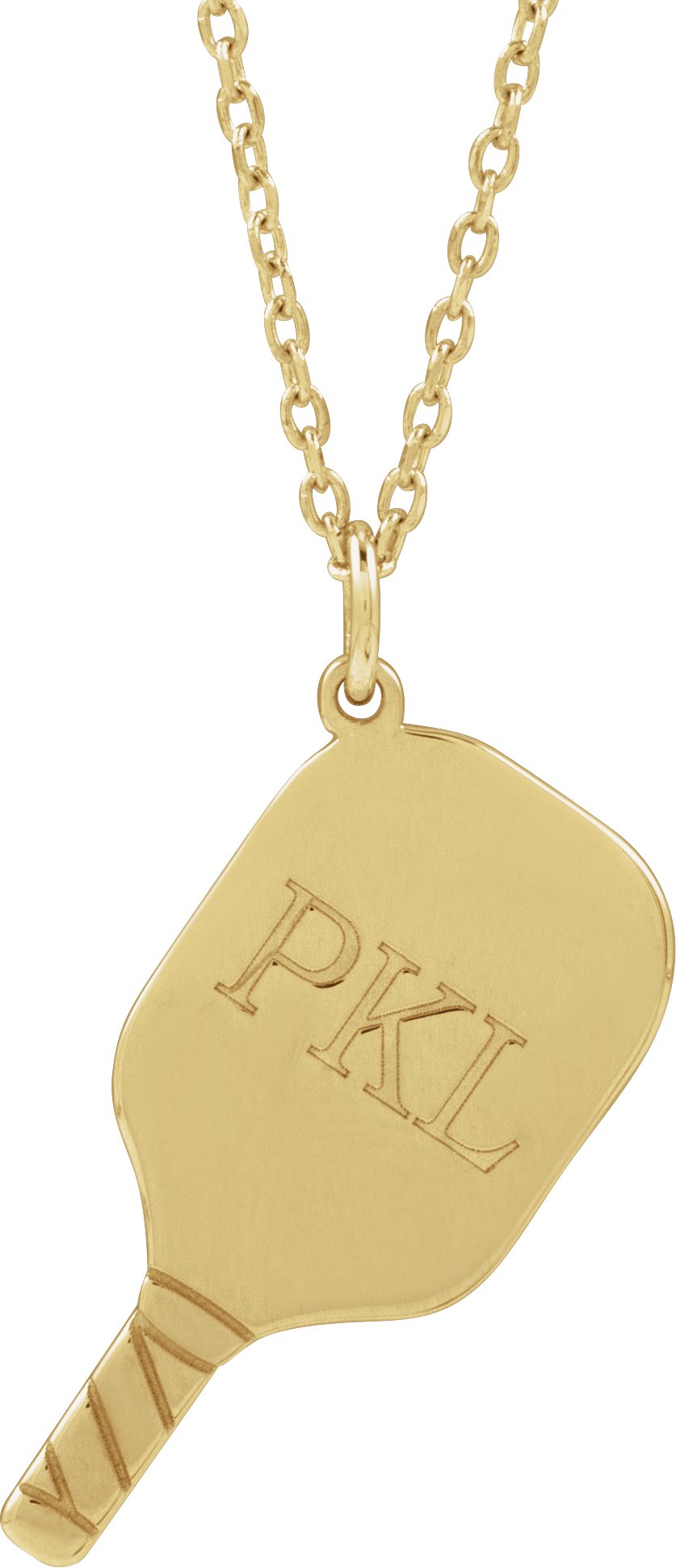 14K Yellow Engravable Pickleball Paddle 16-18 Necklace