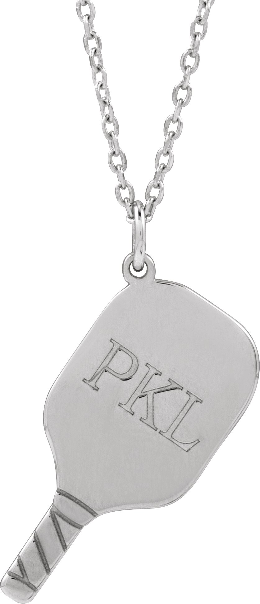 Sterling Silver Engravable Pickleball Paddle 16-18 Necklace