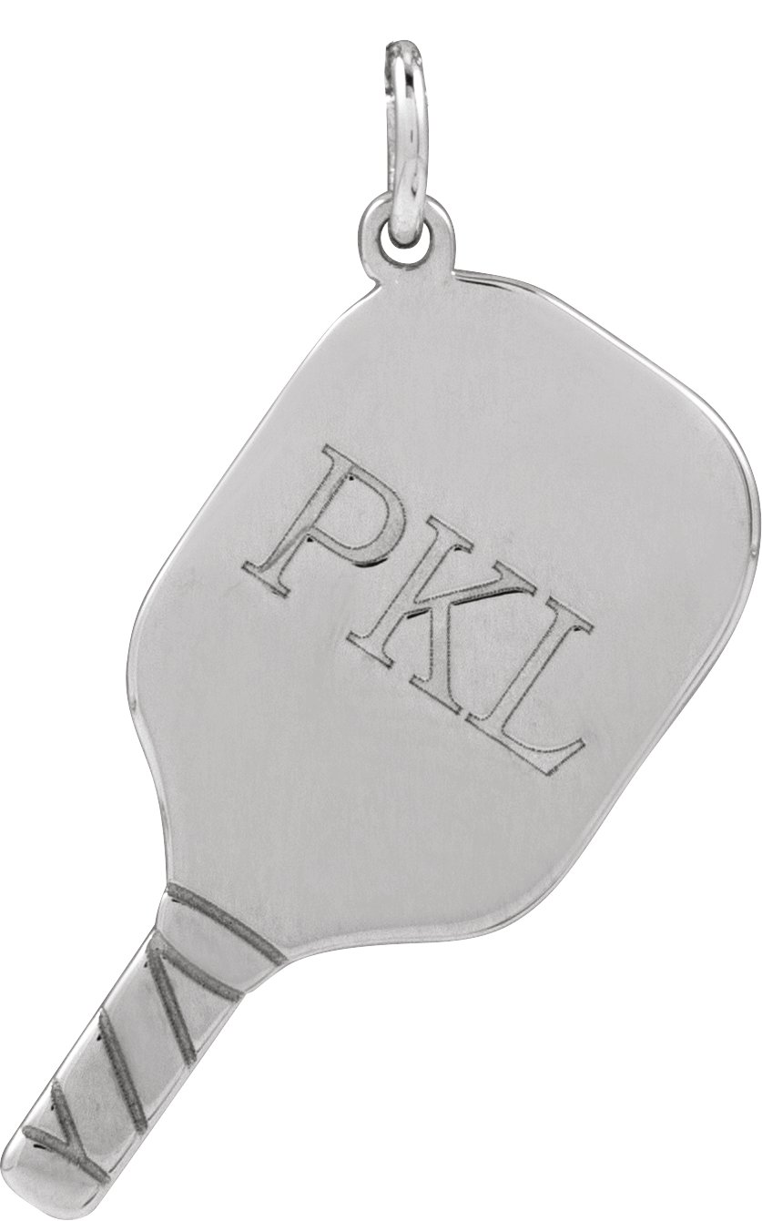 Sterling Silver Engravable Pickleball Paddle Pendant