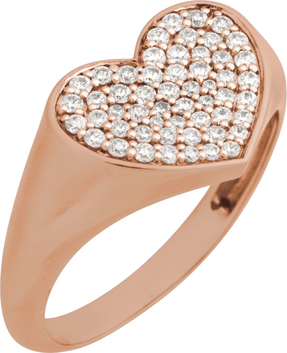 Pavé-Style Heart Signet Ring