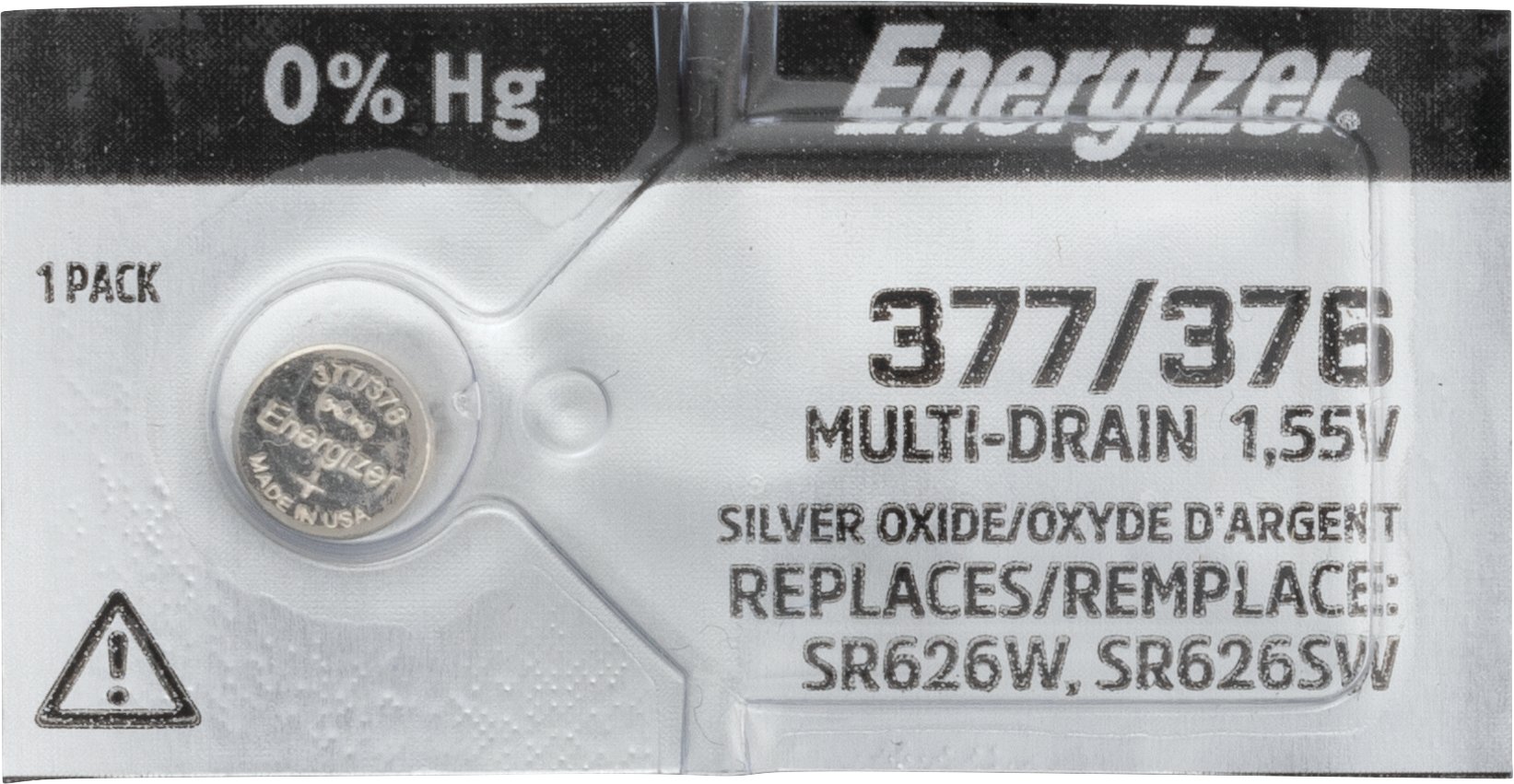 Energizer® 377-376 0% Mercury Watch Battery