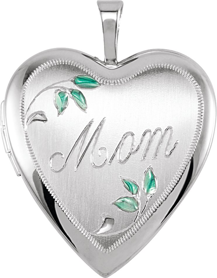 Mom Heart Locket in Sterling Silver