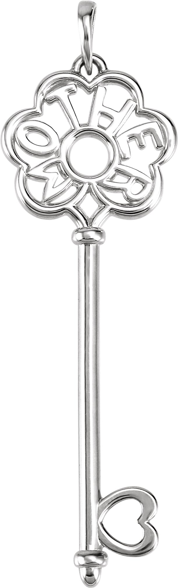 14K White 47.5x14.5 mm Mother's Key Pendant Ref. 3352619