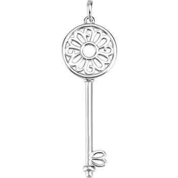 Sterling Silver 47.5x15 mm Mother's Key Pendant Ref. 3352661