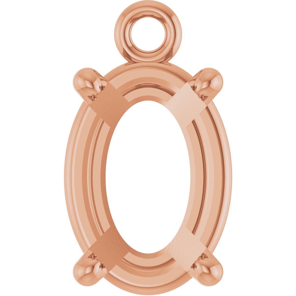 14K Rose 7x5 mm Oval 4-Prong Basket Dangle