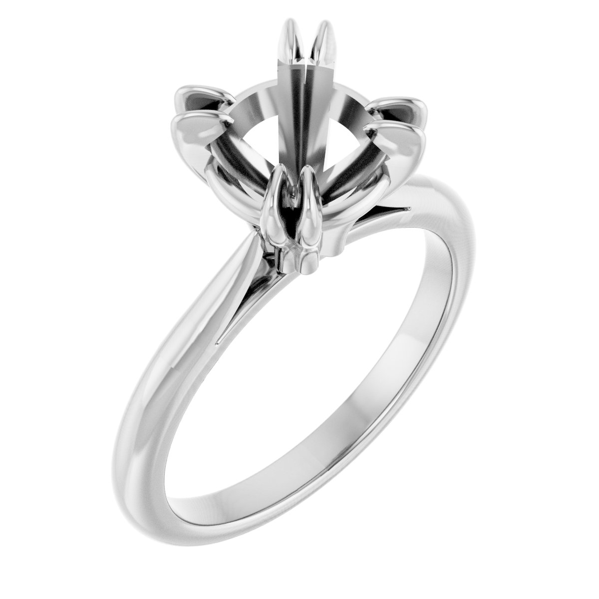 14K White 8.2 mm Round Engagement Ring Mounting