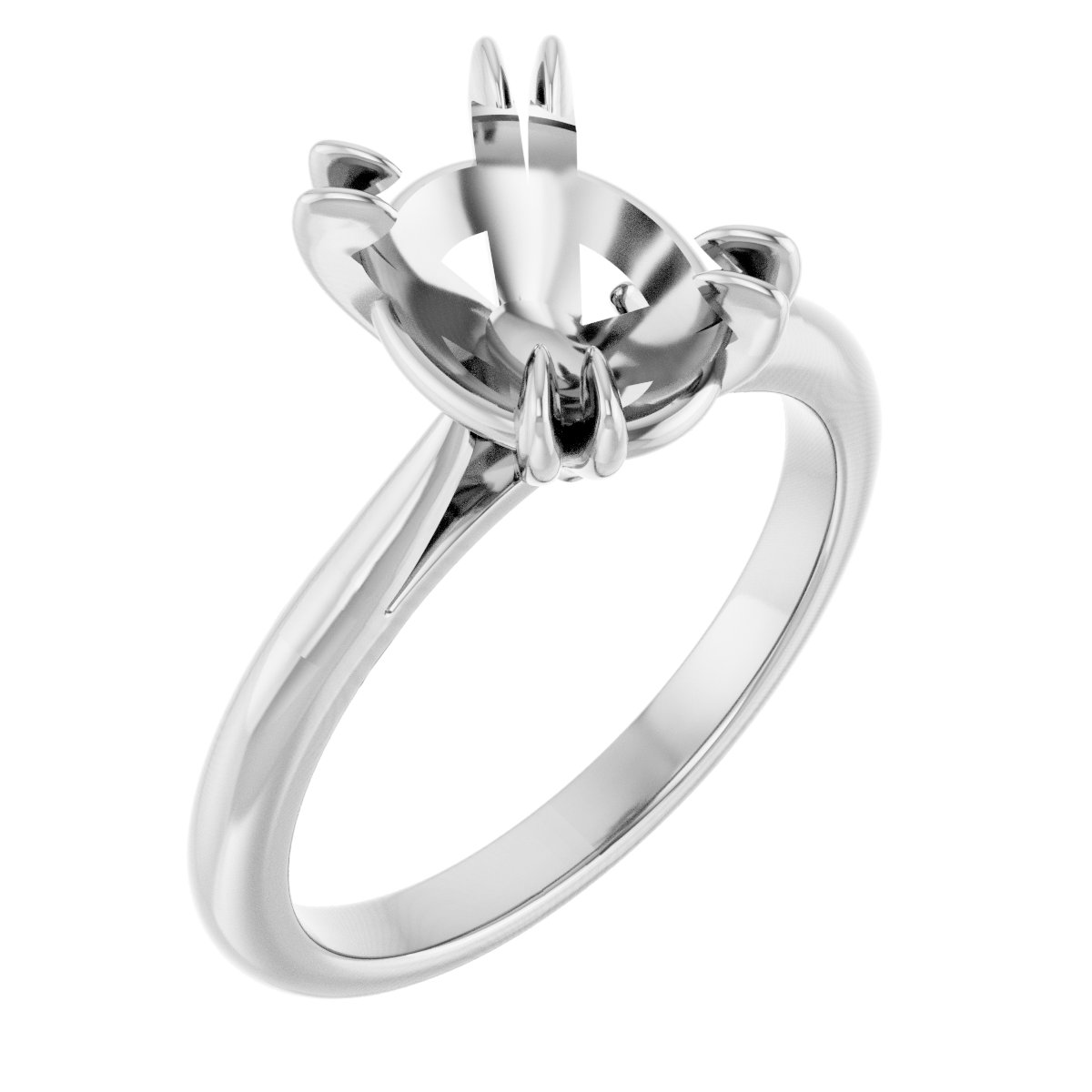 14K White 10 x 8 mm Oval Engagement Ring Mounting