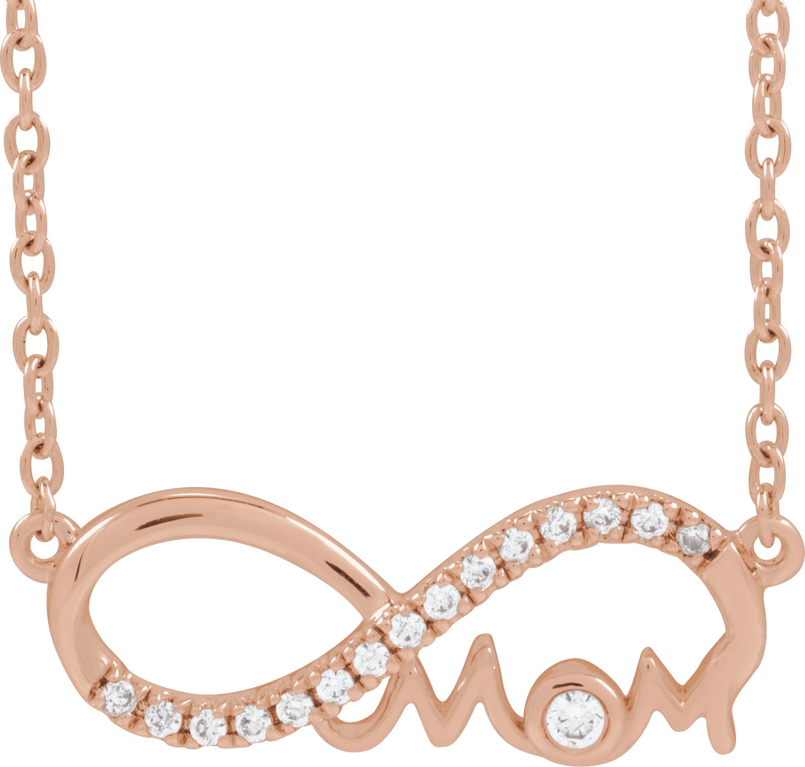 14K Rose .08 CTW Natural Diamond Infinity-Inspired Mom 18 Necklace