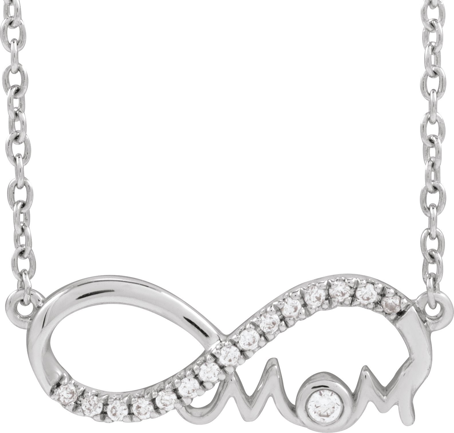 14K White .08 CTW Natural Diamond Infinity-Inspired Mom 18 Necklace
