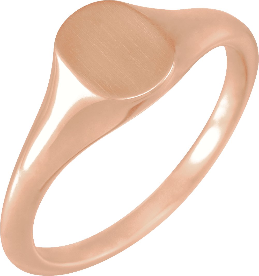 14K Rose 8x6 mm Oval Signet Ring