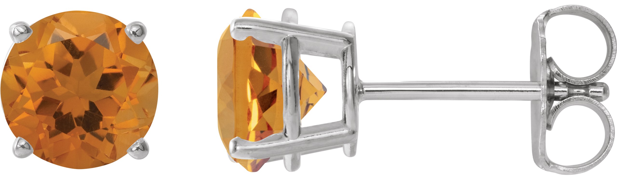 Platinum 6 mm Natural Citrine Stud Earrings Ref 22547398