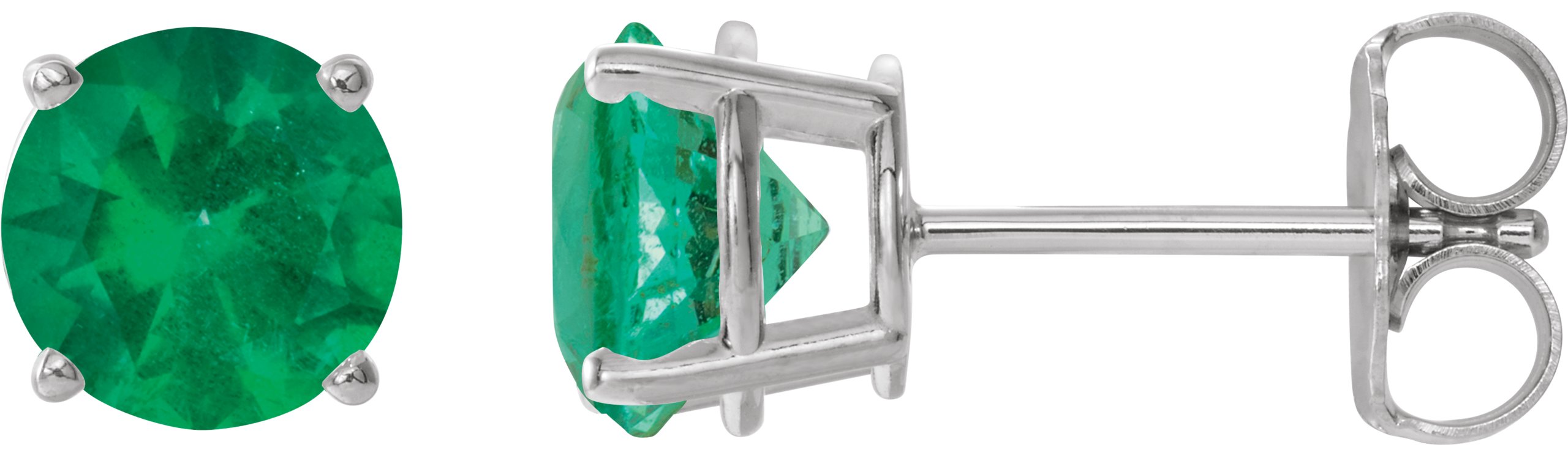 Platinum 6 mm Lab Grown Emerald Stud Earrings Ref 22547391