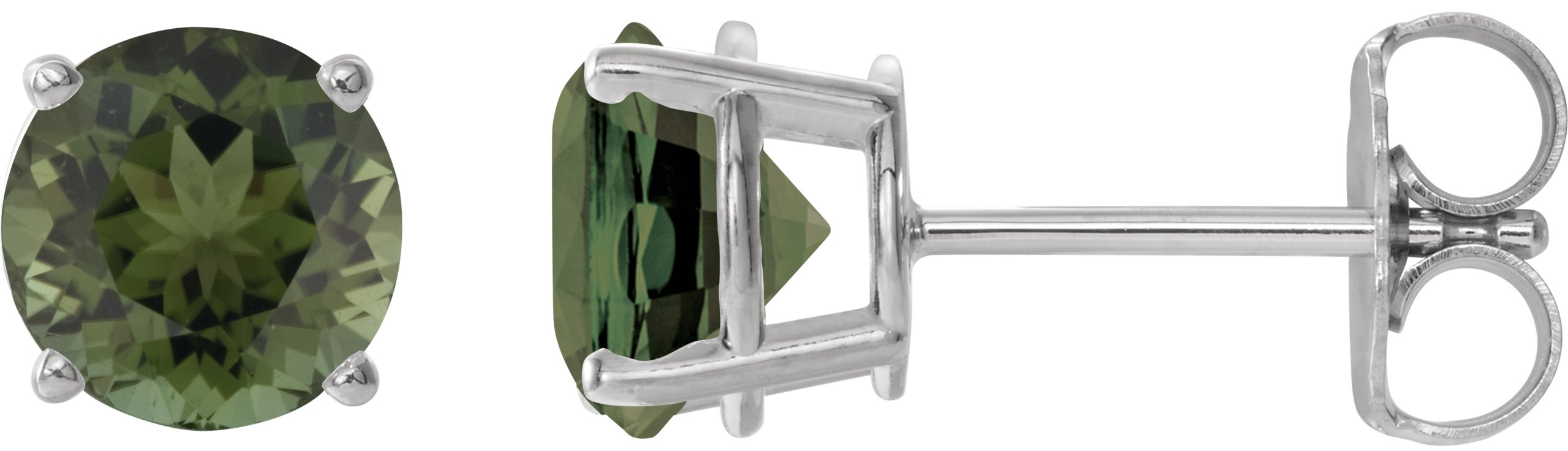 Sterling Silver 6 mm Natural Green Tourmaline Stud Earrings Ref 22547418