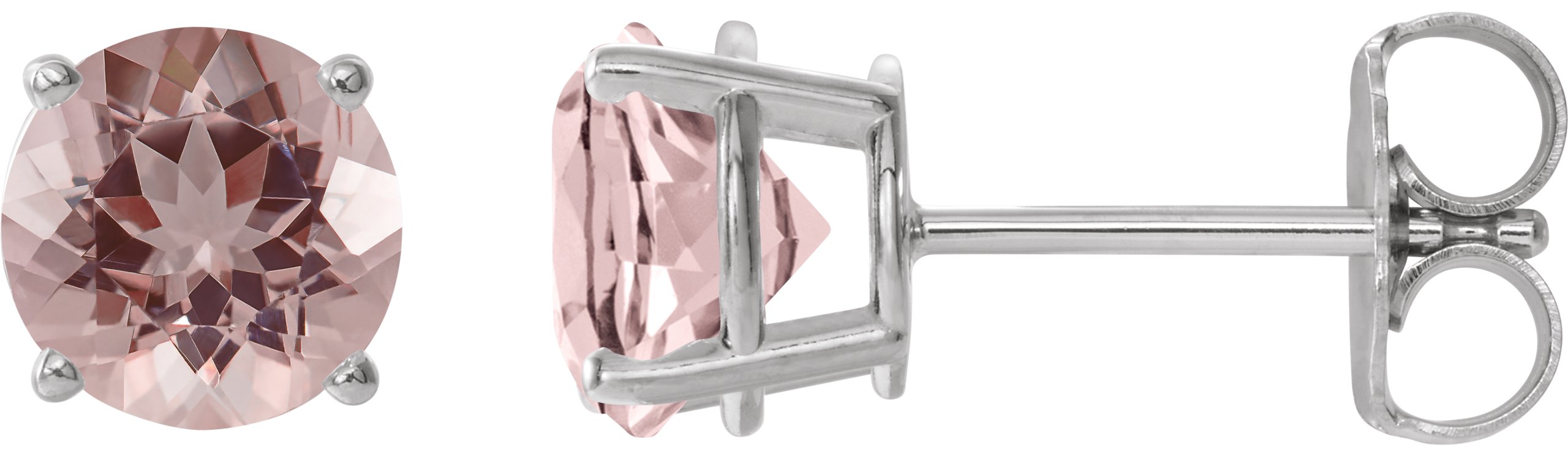 Sterling Silver 6 mm Natural Pink Morganite Stud Earrings Ref 22547422