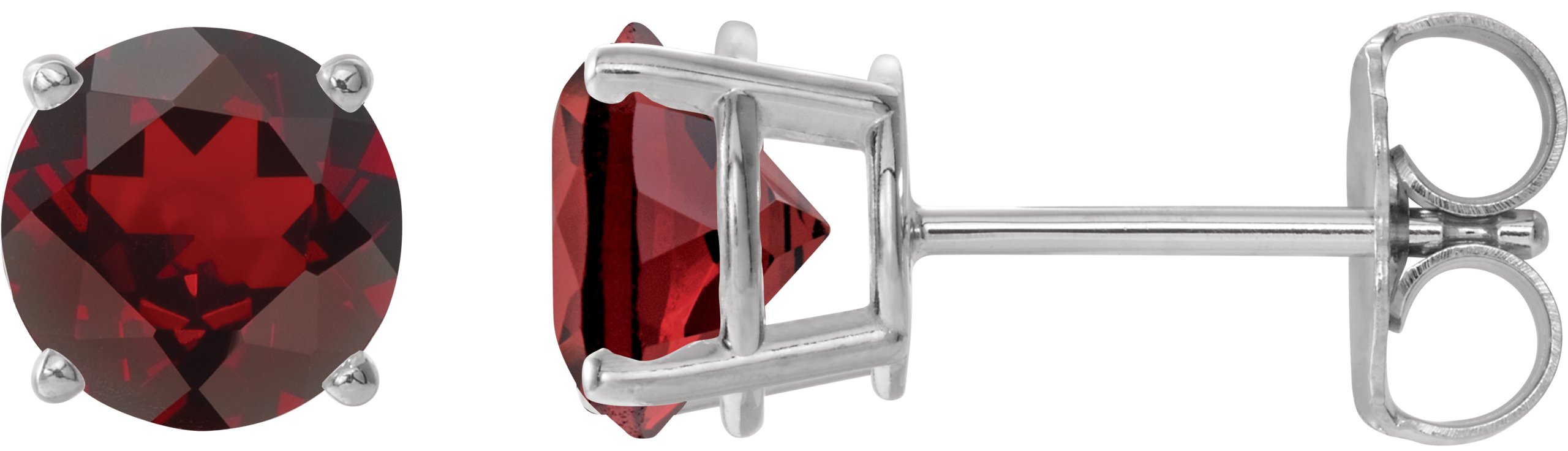 Sterling Silver 6 mm Natural Mozambique Garnet Stud Earrings Ref 22547420