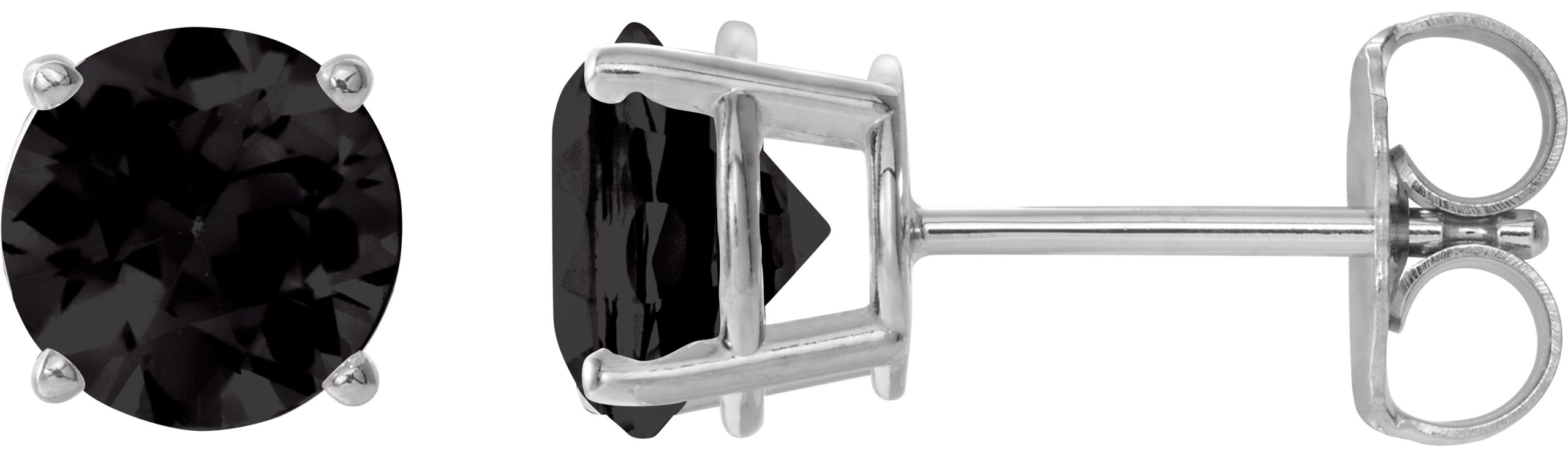 Platinum 6 mm Natural Black Onyx Stud Earrings Ref 22547396