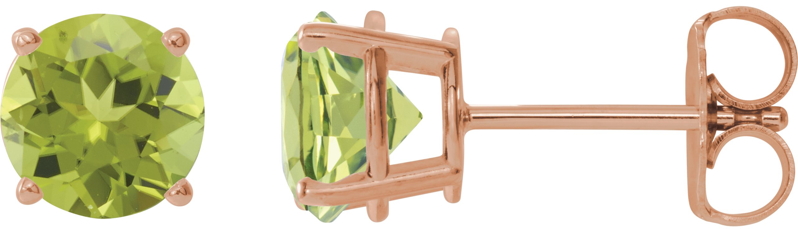 14K Rose 6 mm Natural Peridot Stud Earrings Ref 22547350