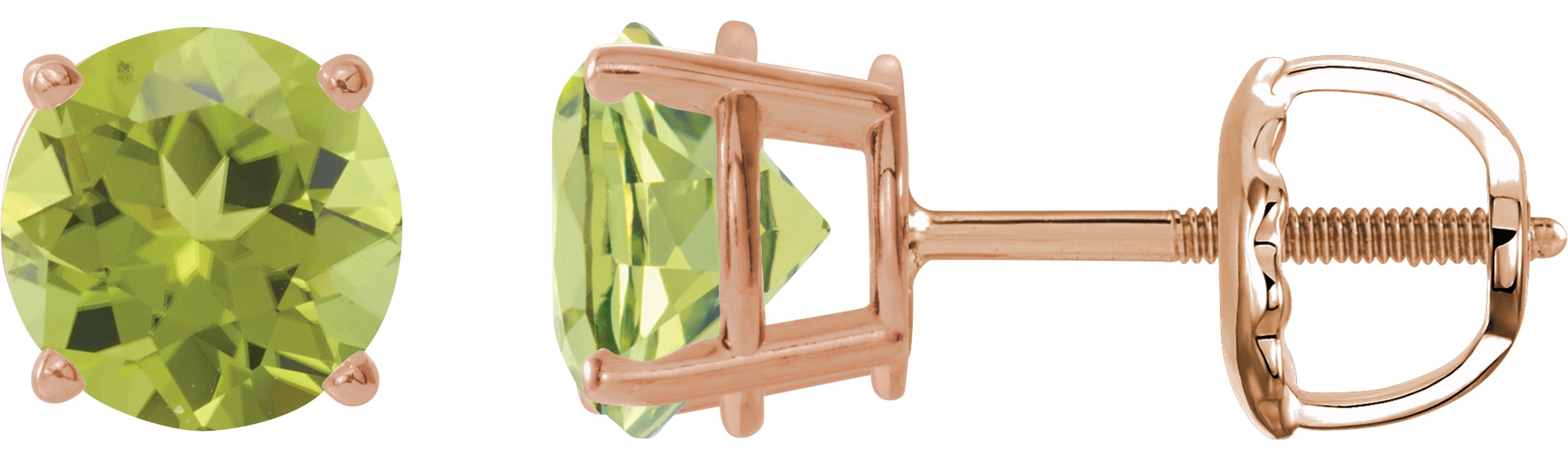 14K Rose 6 mm Natural Peridot Stud Earrings Ref 22547619