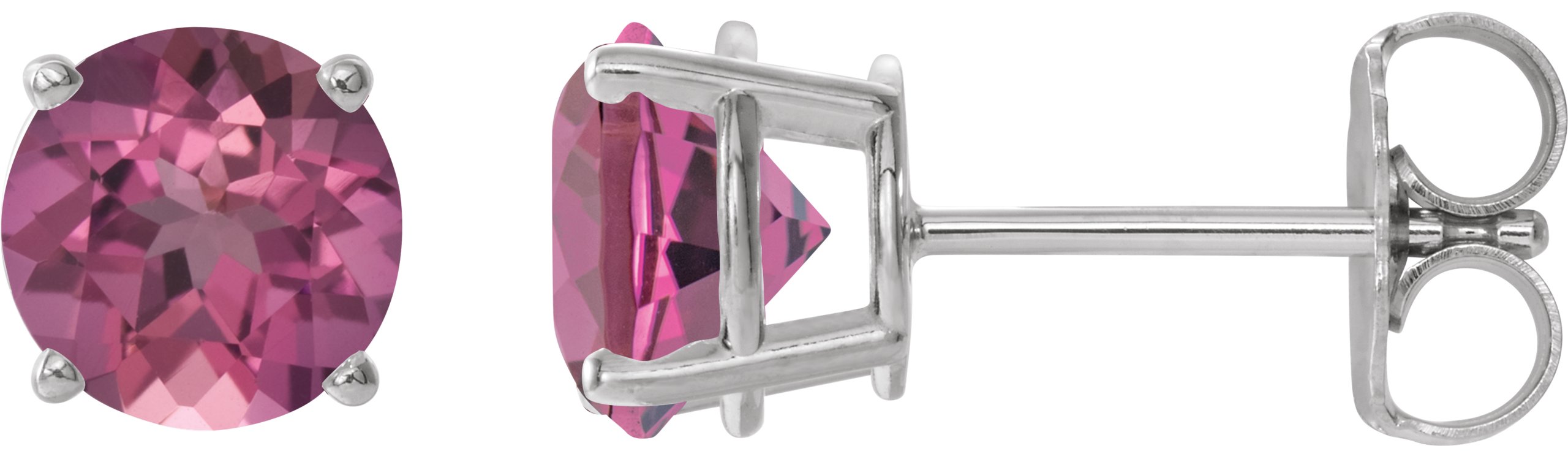 Sterling Silver 6 mm Natural Pink Tourmaline Stud Earrings Ref 22547423