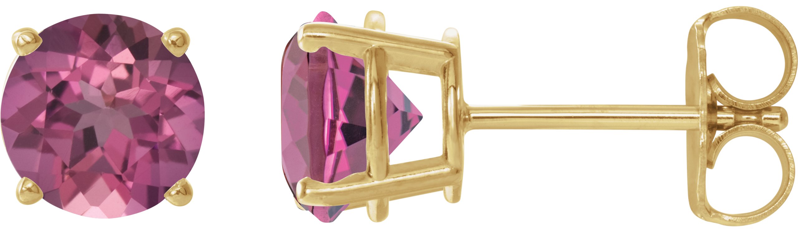 14K Yellow 6 mm Natural Pink Tourmaline Stud Earrings Ref 22547387