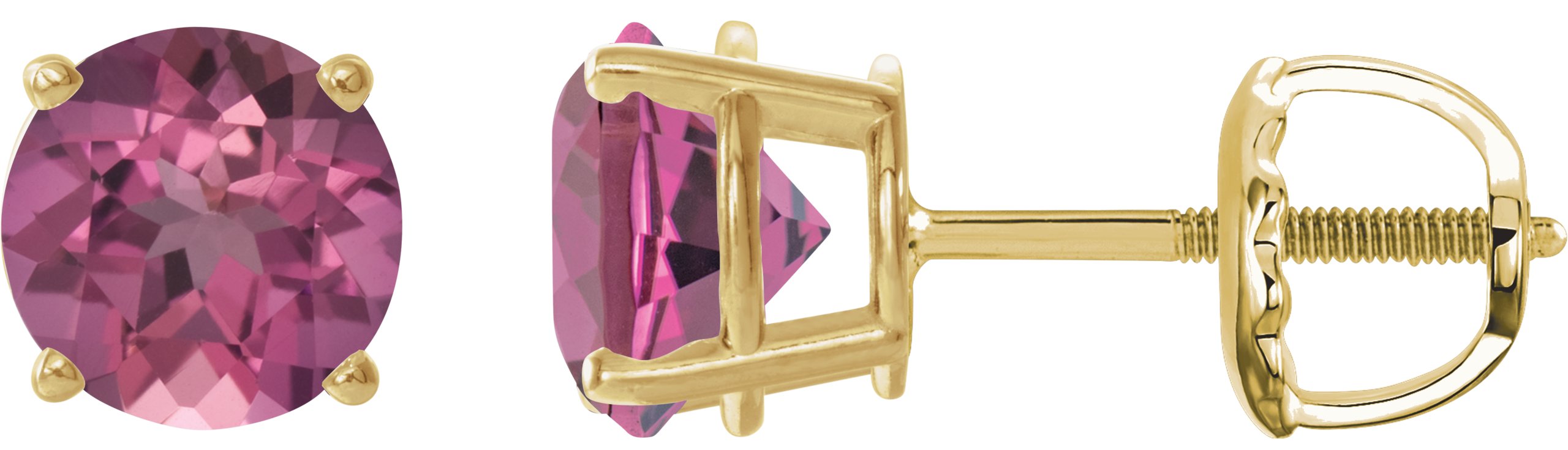 14K Yellow 6 mm Natural Pink Tourmaline Stud Earrings Ref 22547657