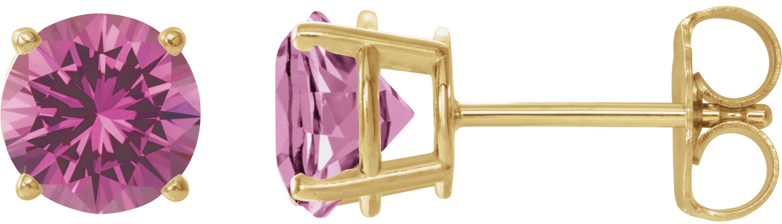 14K Yellow 7 mm Lab Grown Pink Sapphire Stud Earrings Ref 22547477