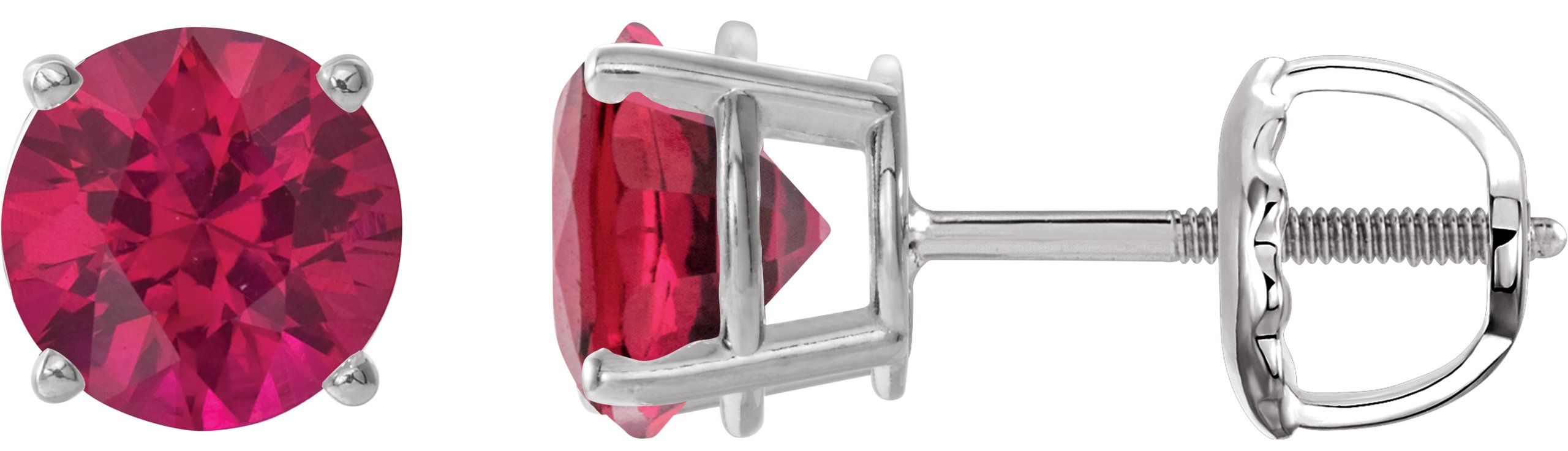 14K White 6 mm Lab Grown Ruby Stud Earrings Ref 22547626