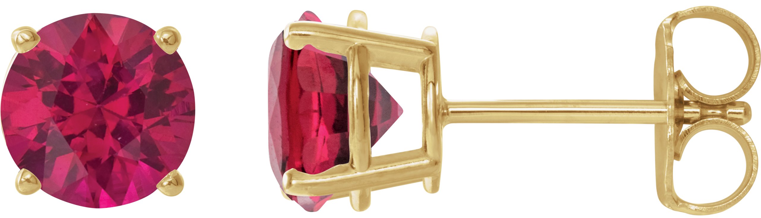 14K Yellow 7 mm Lab Grown Ruby Stud Earrings Ref 22547464