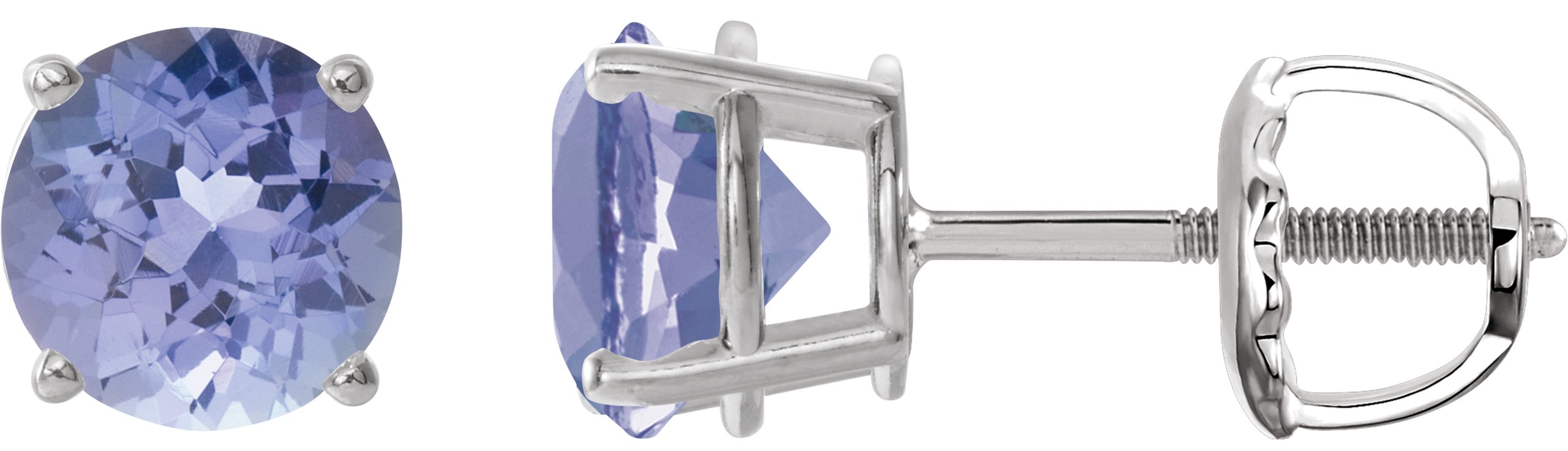 14K White 7 mm Natural Tanzanite Stud Earrings Ref 22547728