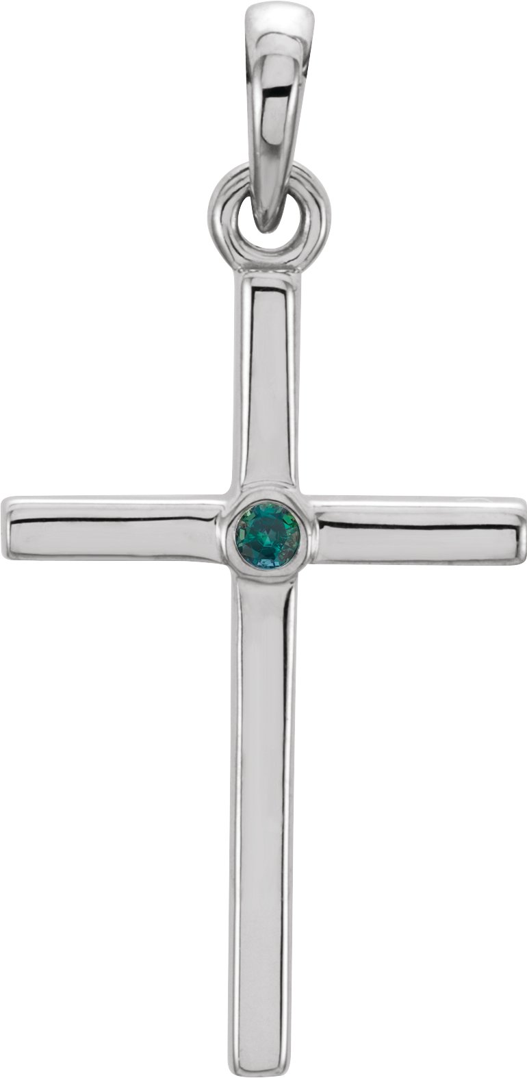 14K White Natural Alexandrite Cross Pendant