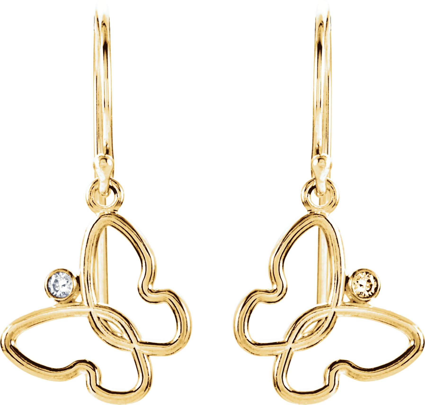 .04 CTW Natural Diamond Butterfly Earrings view 2