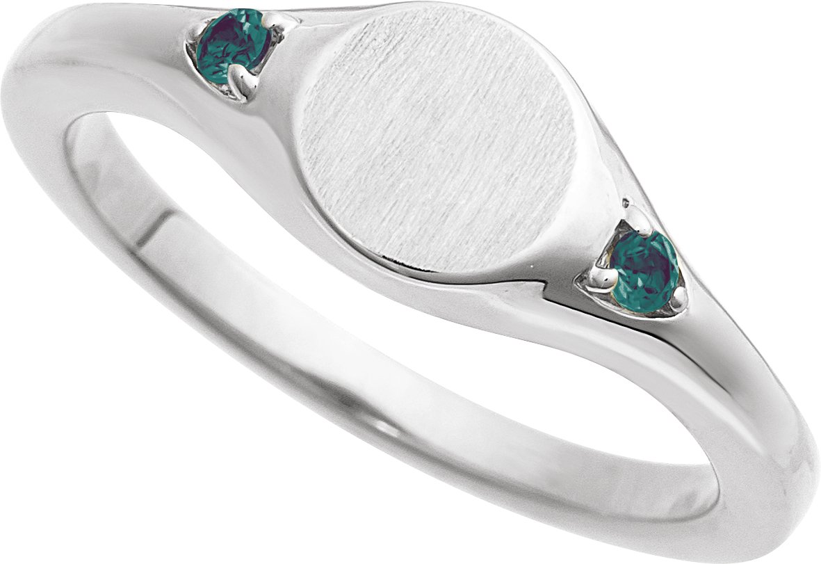 Engravable Natural Emerald Signet Ring view 4