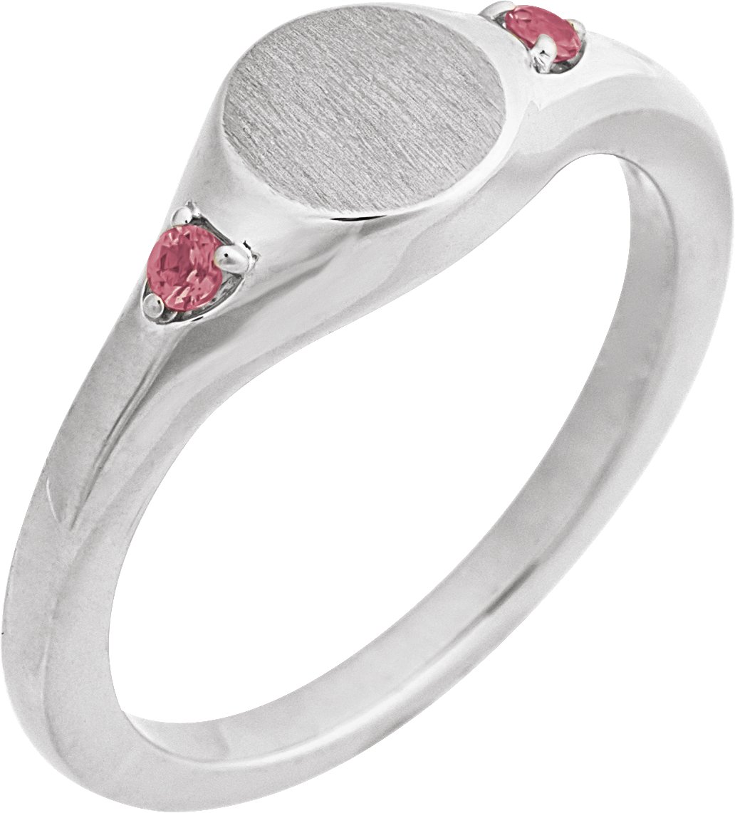 Engravable Accented Signet Ring