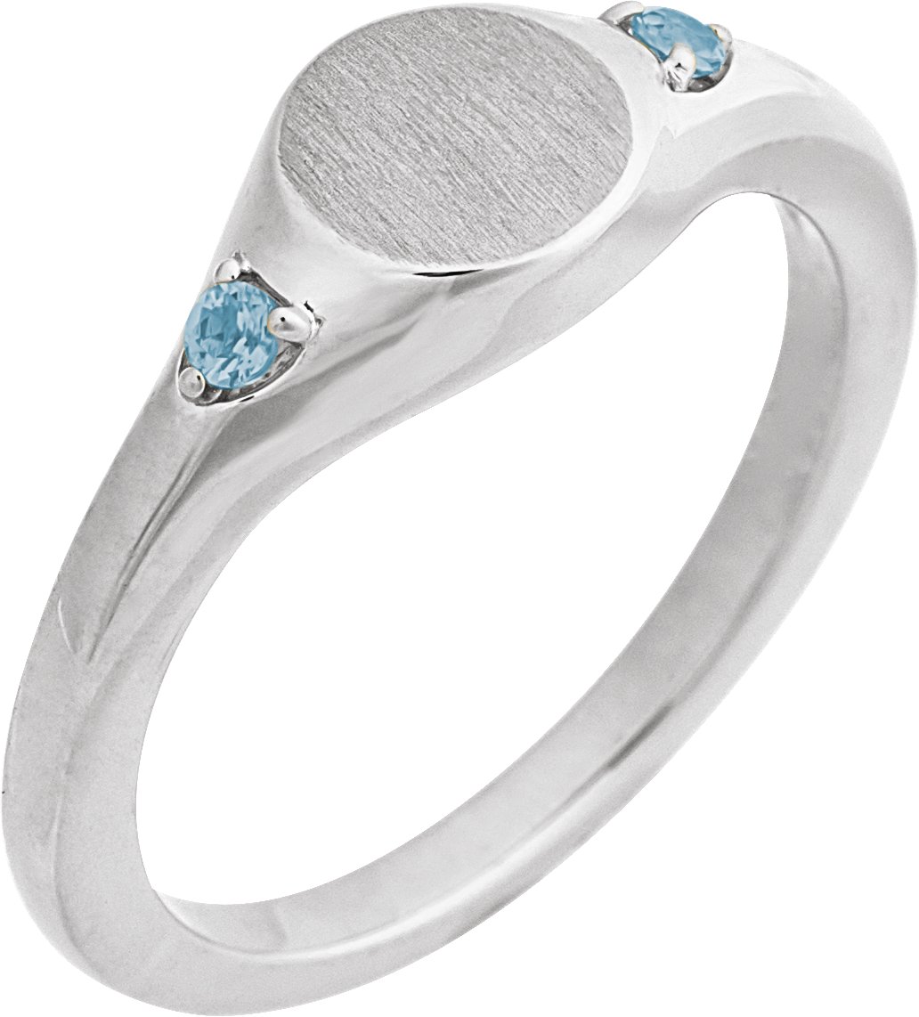 Engravable Accented Signet Ring