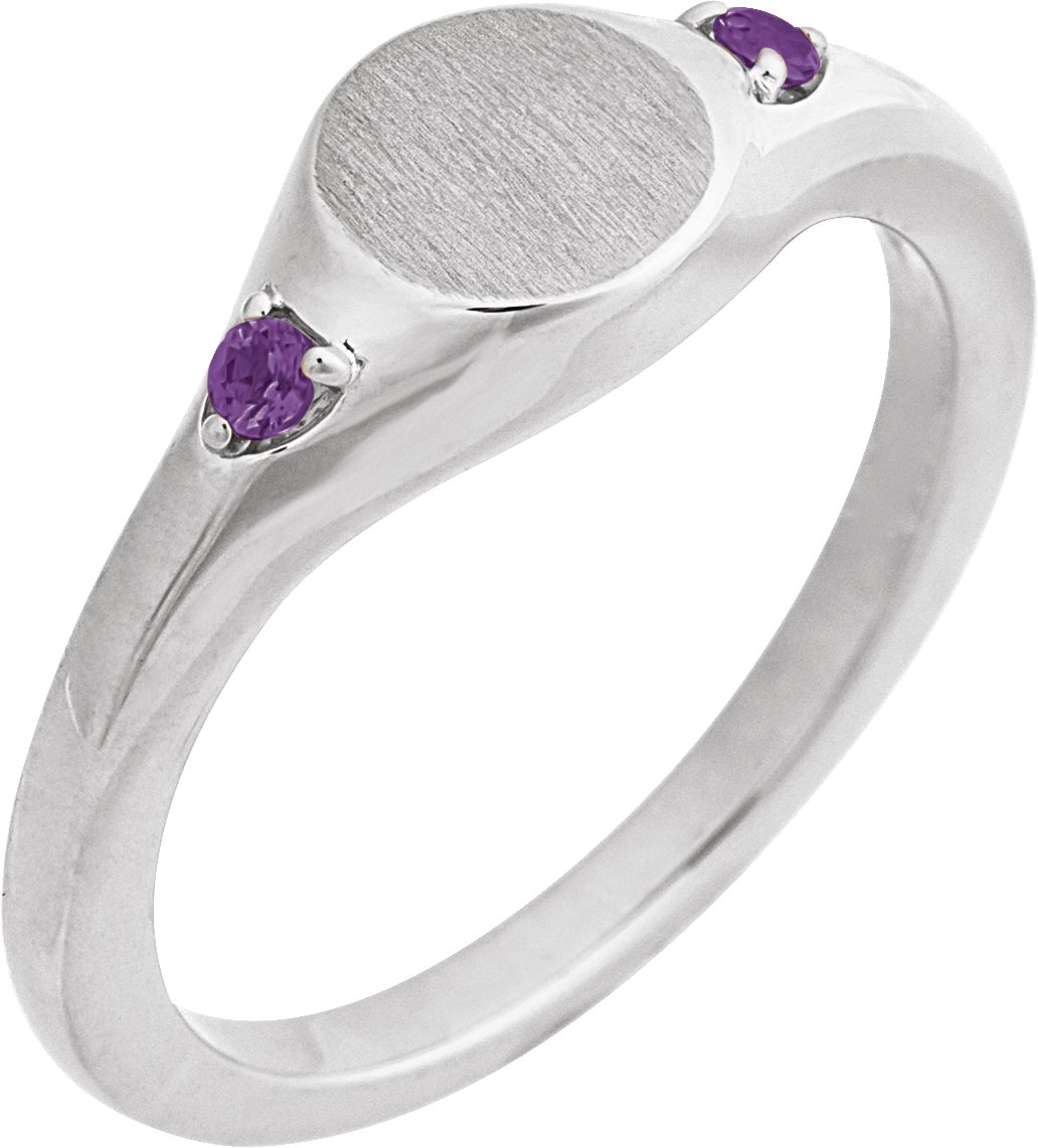 Engravable Accented Signet Ring