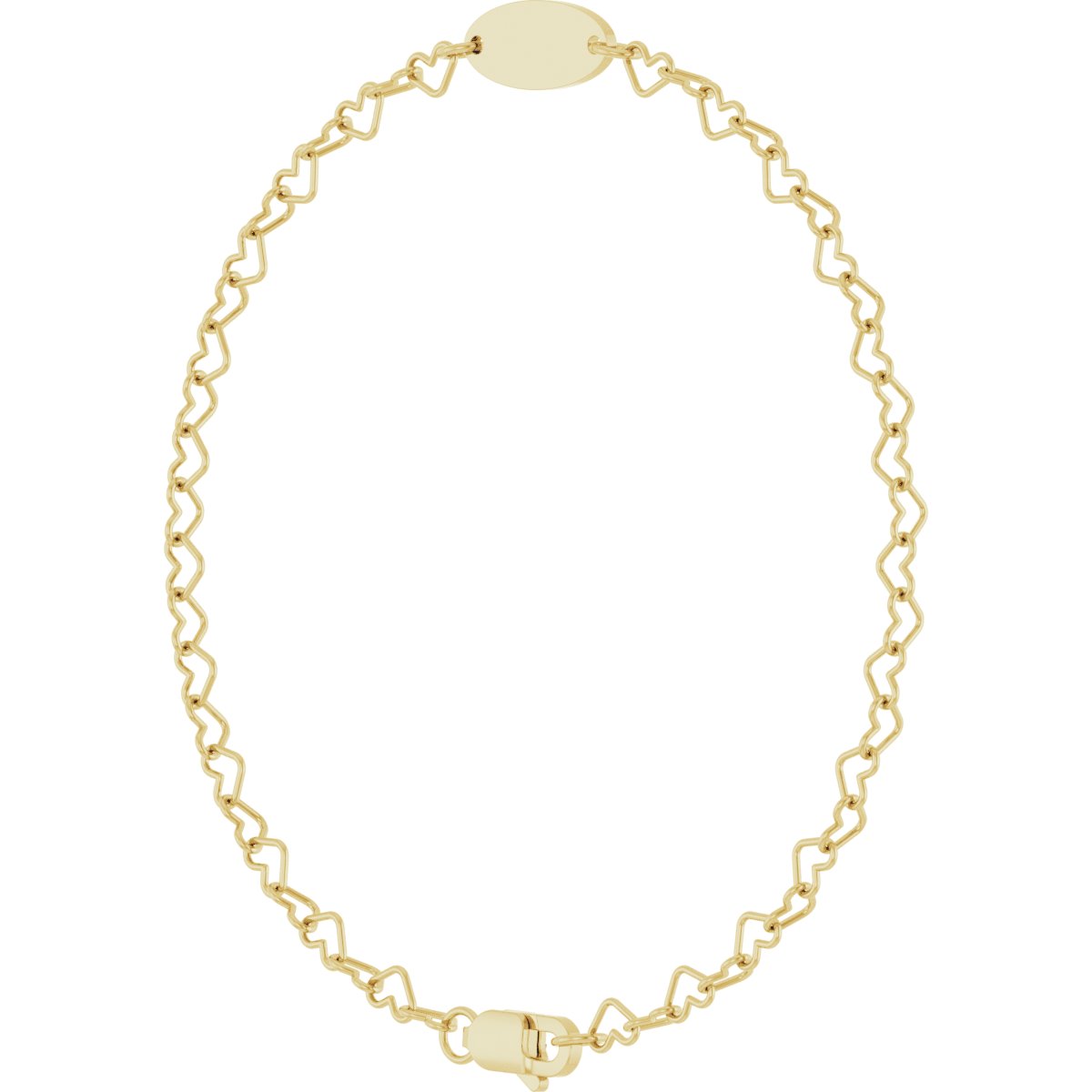 14K Yellow Gold Engravable Heart Link 7 Bracelet