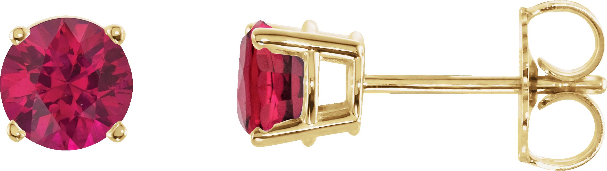 14K Yellow 5 mm Lab-Grown Ruby Stud Earrings