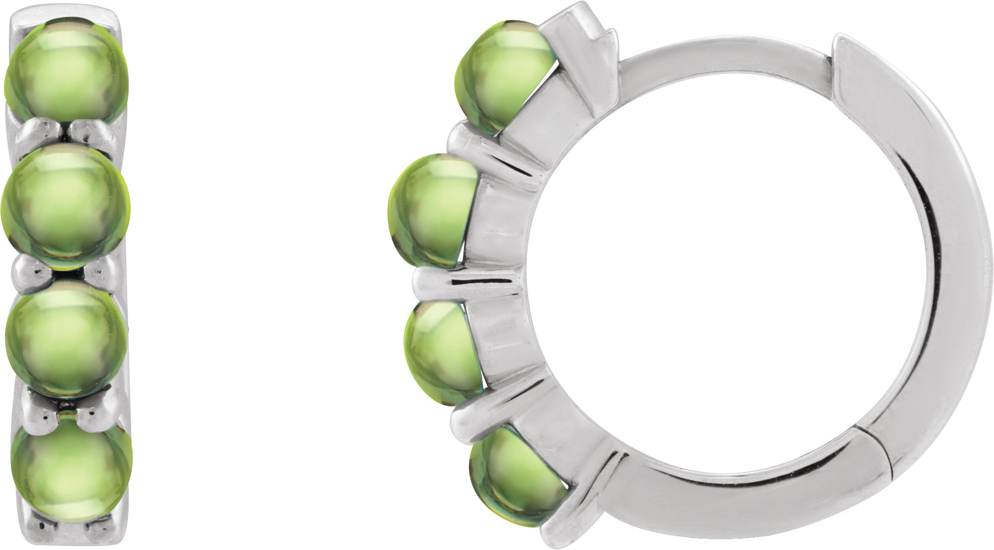 Sterling Silver Natural Peridot Cabochon 14.7 mm Huggie Hoop Earring Ref 22523011