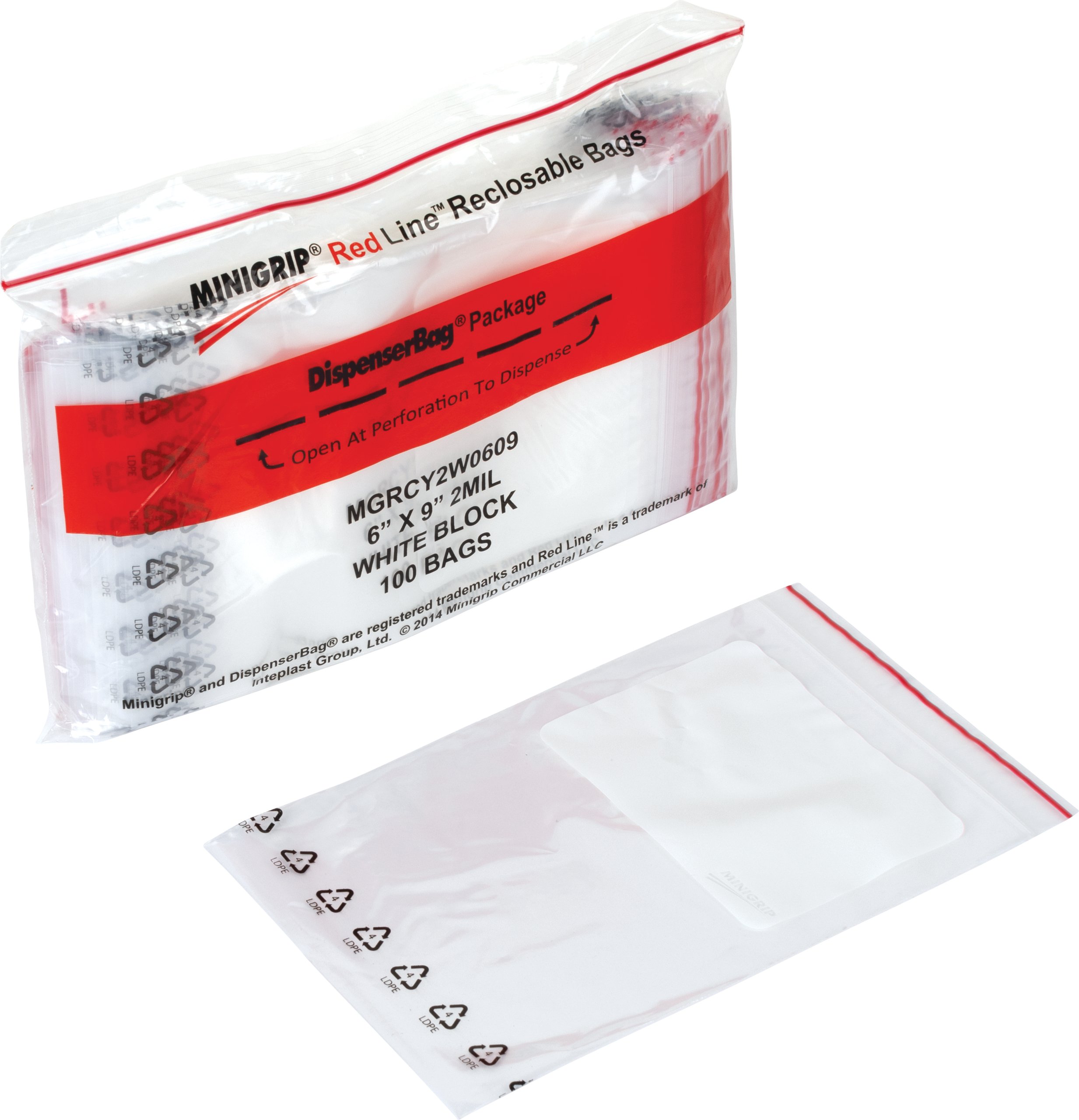 Minigrip® Red Line™ 2 Mil Write-on White Block Recyclable Bags