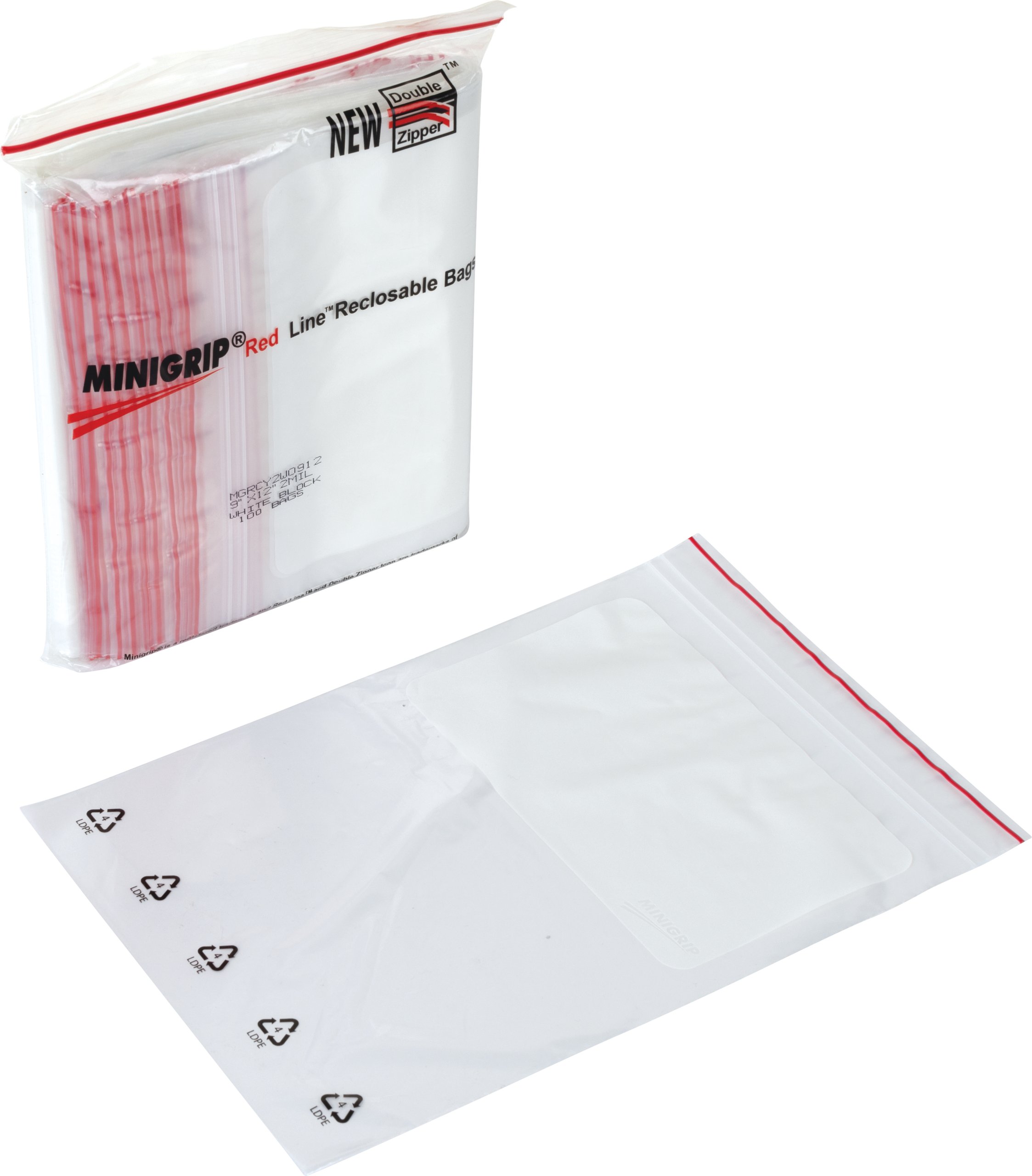 Minigrip® Red Line™ 2 Mil Write-on White Block Recyclable Bags