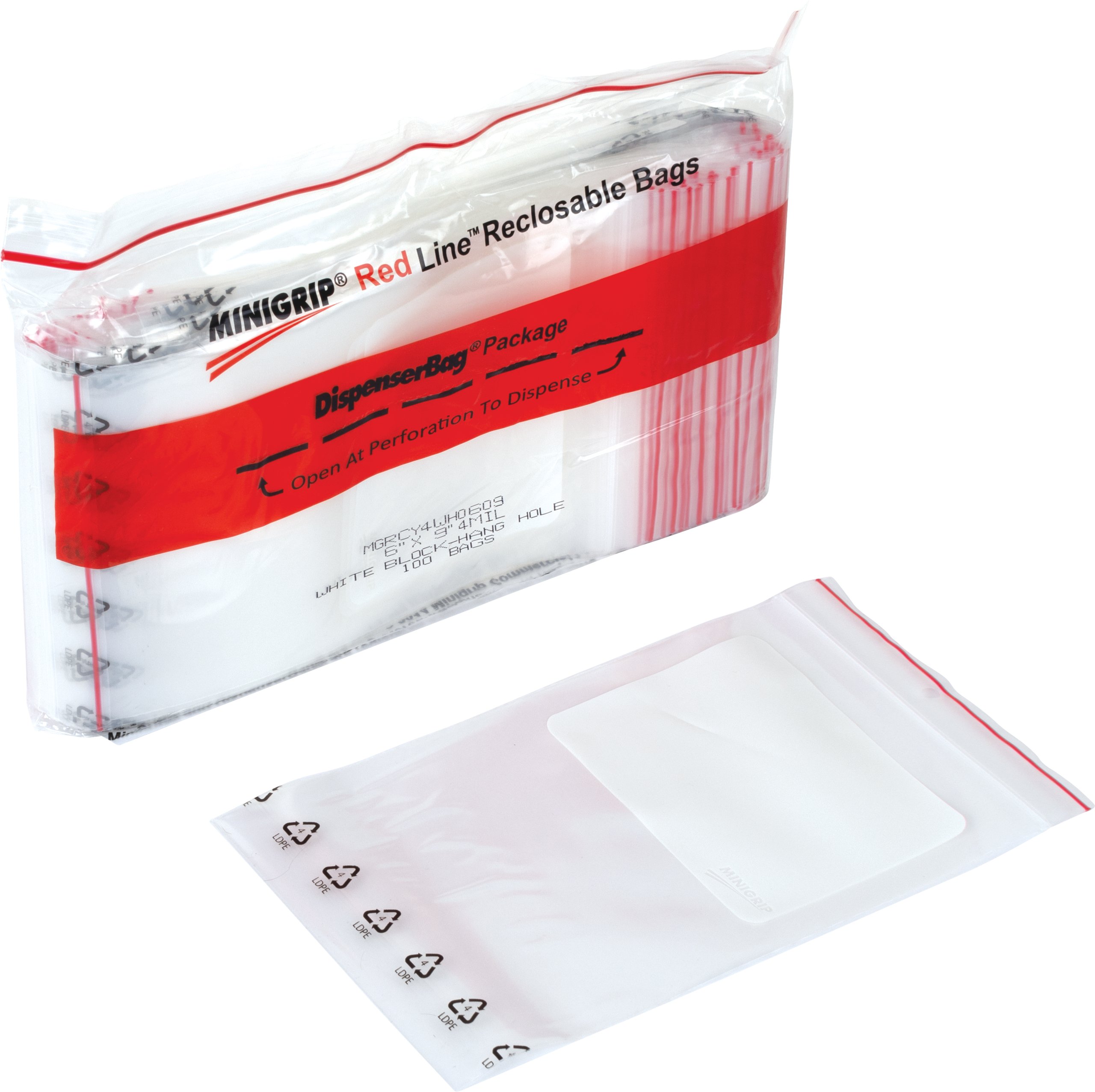 Minigrip® Red Line™ 4 Mil Write-on White Block Recyclable Bags