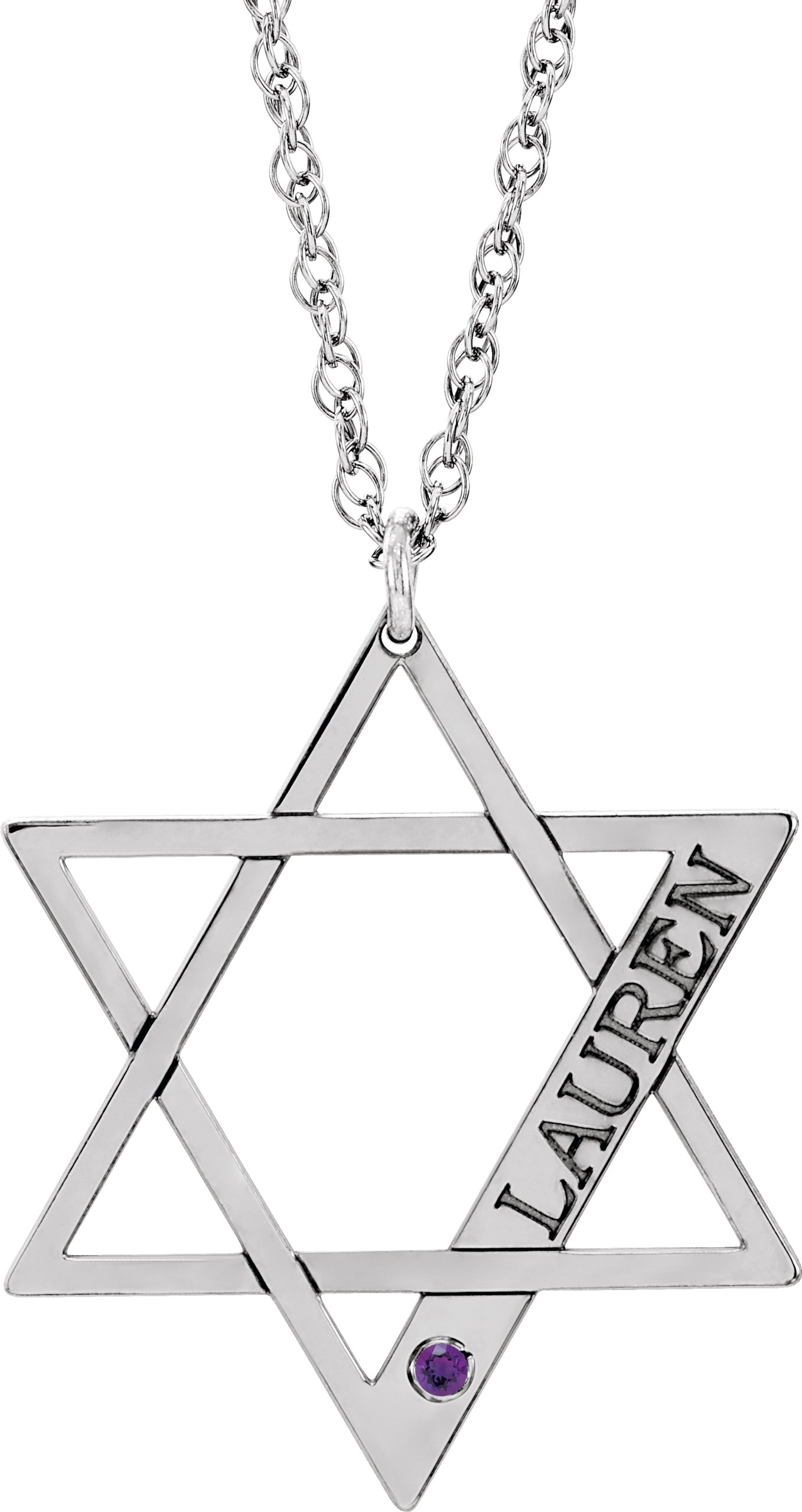 Personalized Accented Star of David Necklace