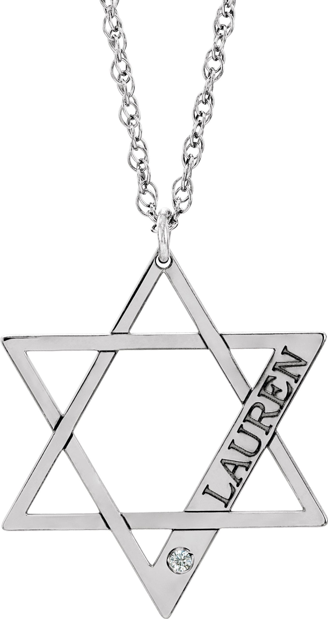 Personalized Accented Star of David Necklace