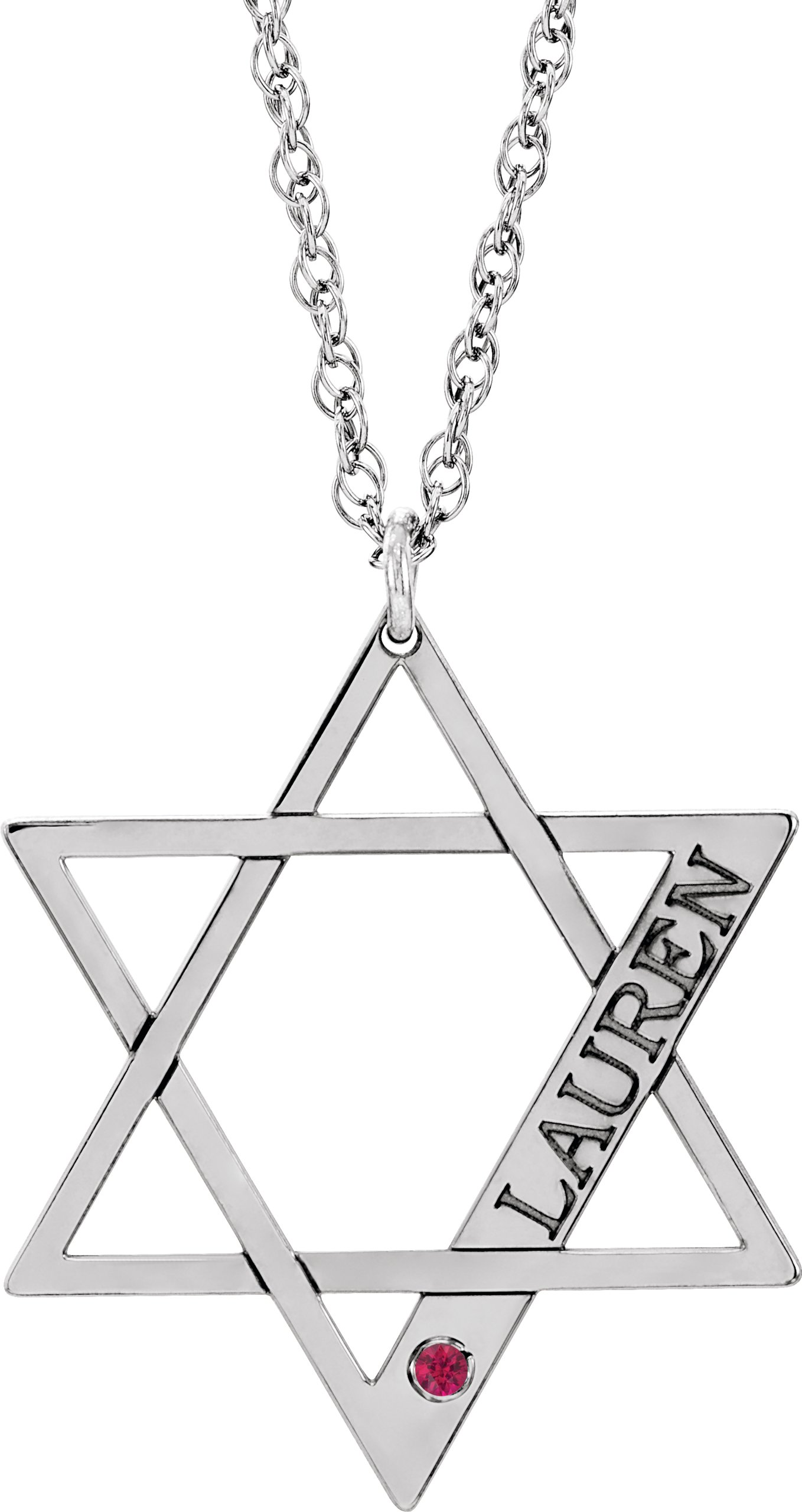 Personalized Accented Star of David Necklace