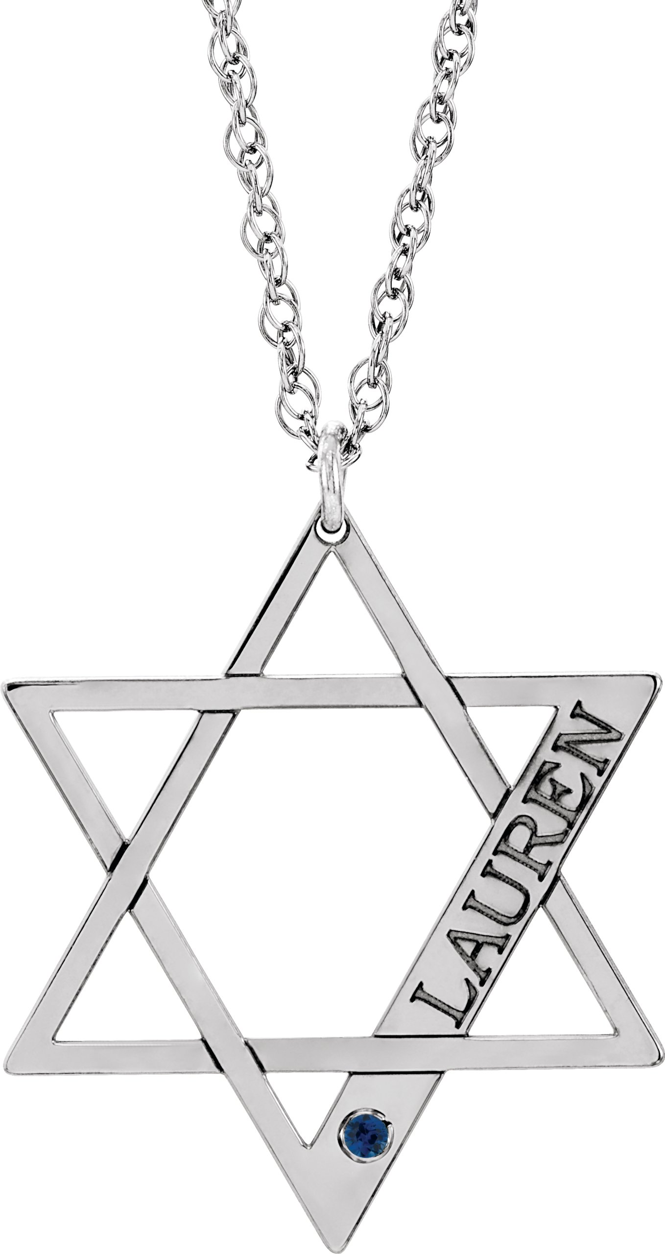 Personalized Accented Star of David Necklace