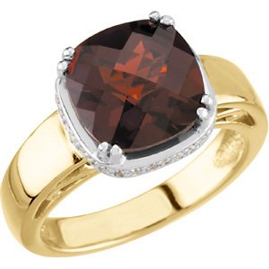 14K Two Tone Mozambique Garnet and .17 CTW Diamond Ring Ref 2625760