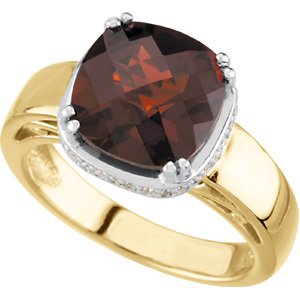 Natural Mozambique Garnet & 1/6 CTW Natural Diamond Ring view 5