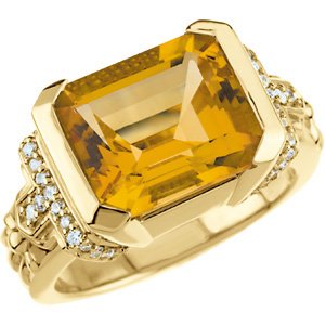 14K Yellow Citrine and .20 CTW Diamond Ring Ref 2625909