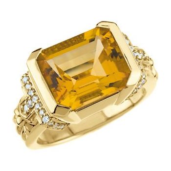 14K Yellow Citrine and .20 CTW Diamond Ring Ref 2625909
